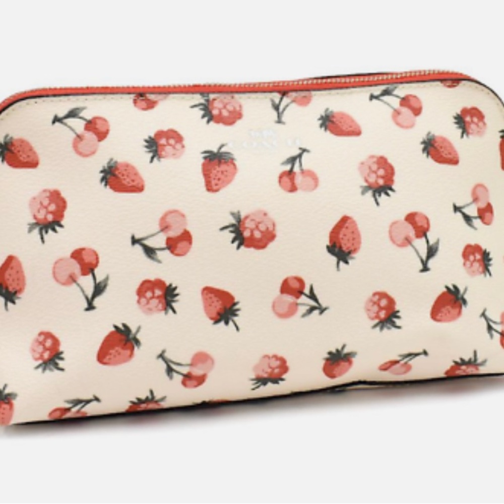 Coach Pink Flowers & Strawberry Cosmetic Bag
